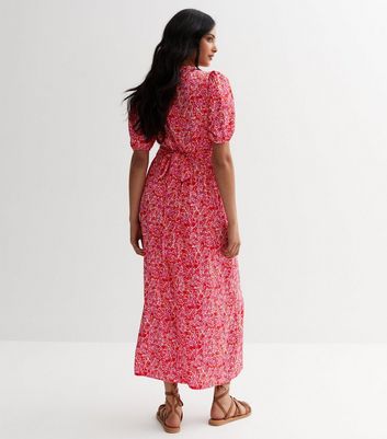 Gini London Pink Floral Midaxi Dress New Look