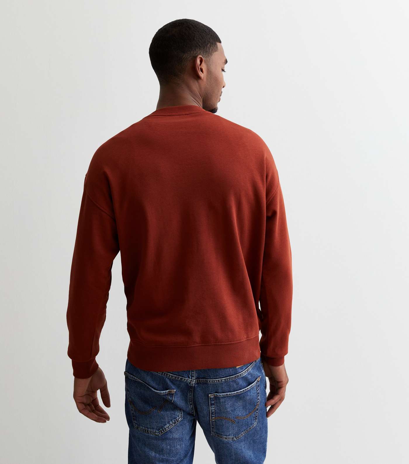 Rust Rose Embroidered Crew Neck Relaxed Fit Sweatshirt Image 4