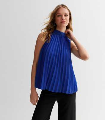 Gini London Blue Pleated Skater Top