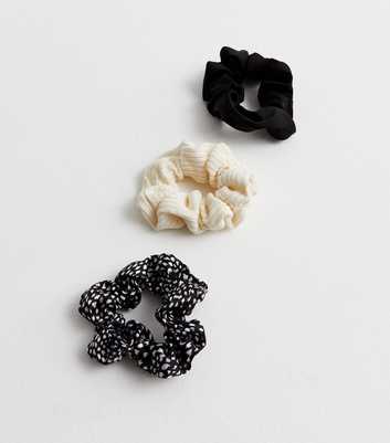 3 Pack Black Mixed Texture Scrunchies