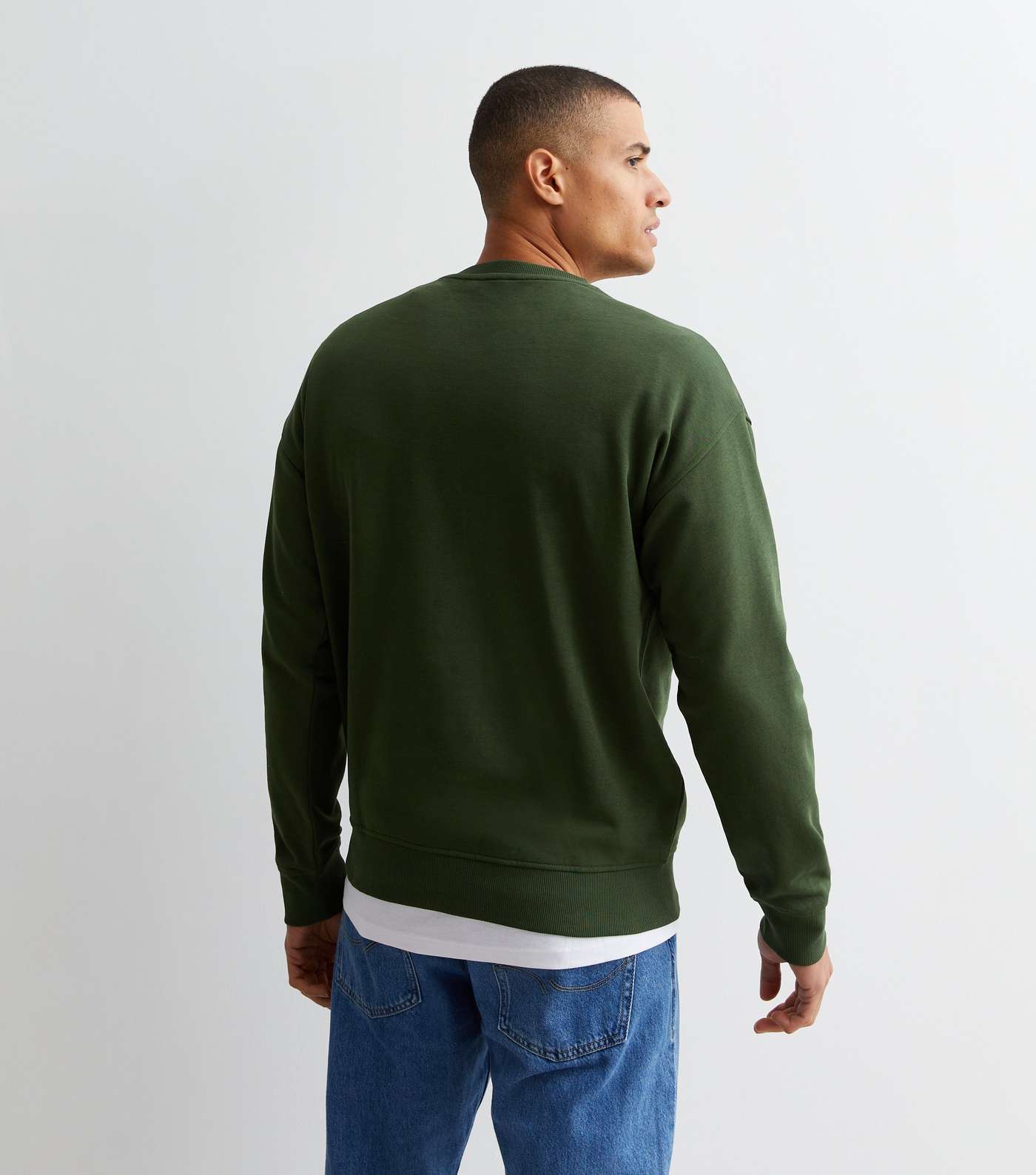 Khaki Mountain Embroidered Crew Neck Relaxed Fit Sweatshirt Image 4