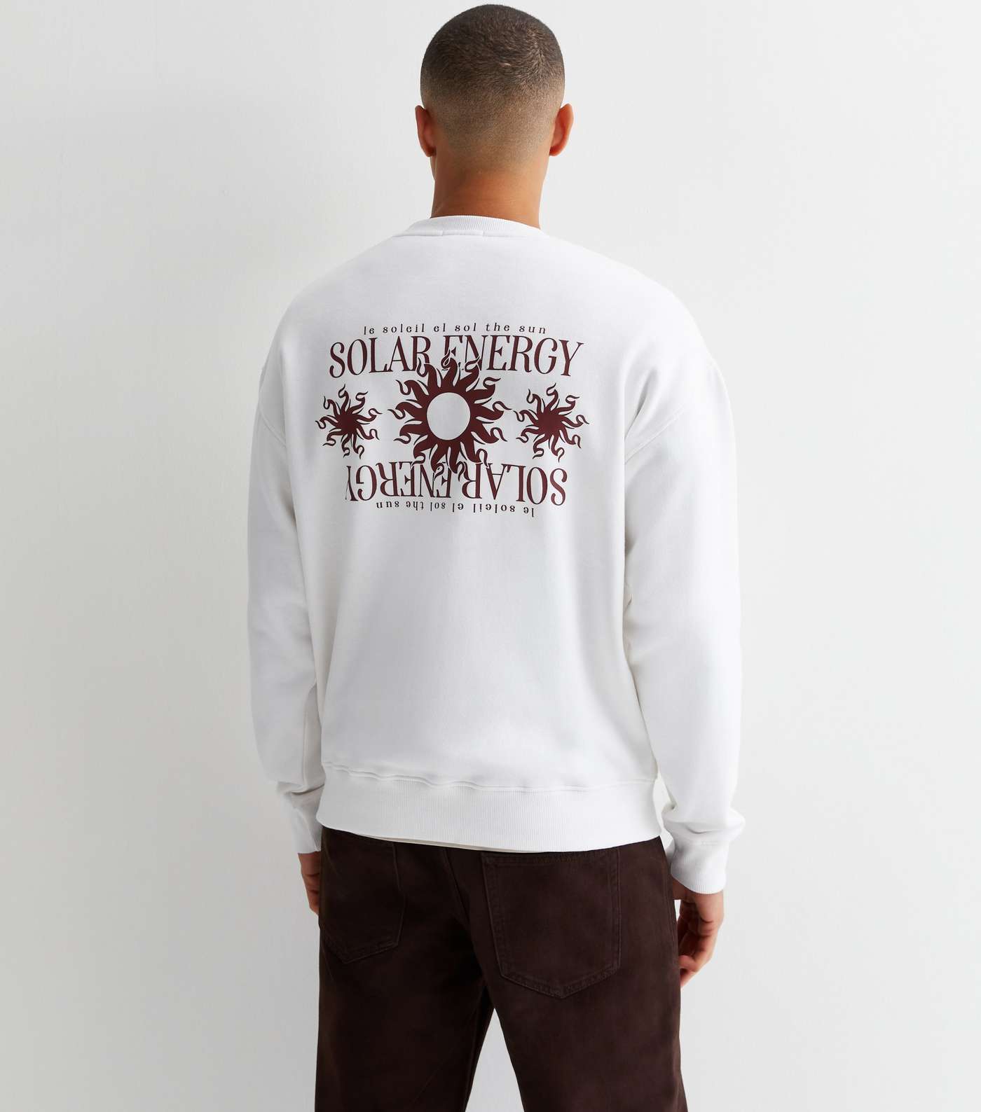 White Jersey Solar Energy Front and Back Logo Sweatshirt Image 5