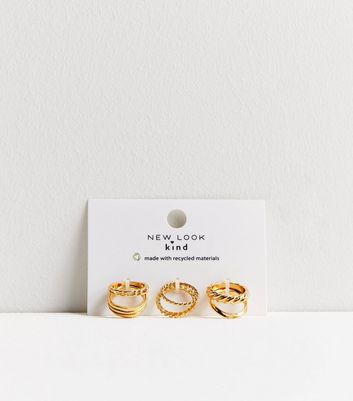 6 Pack Gold Mixed Chunky Rings New Look