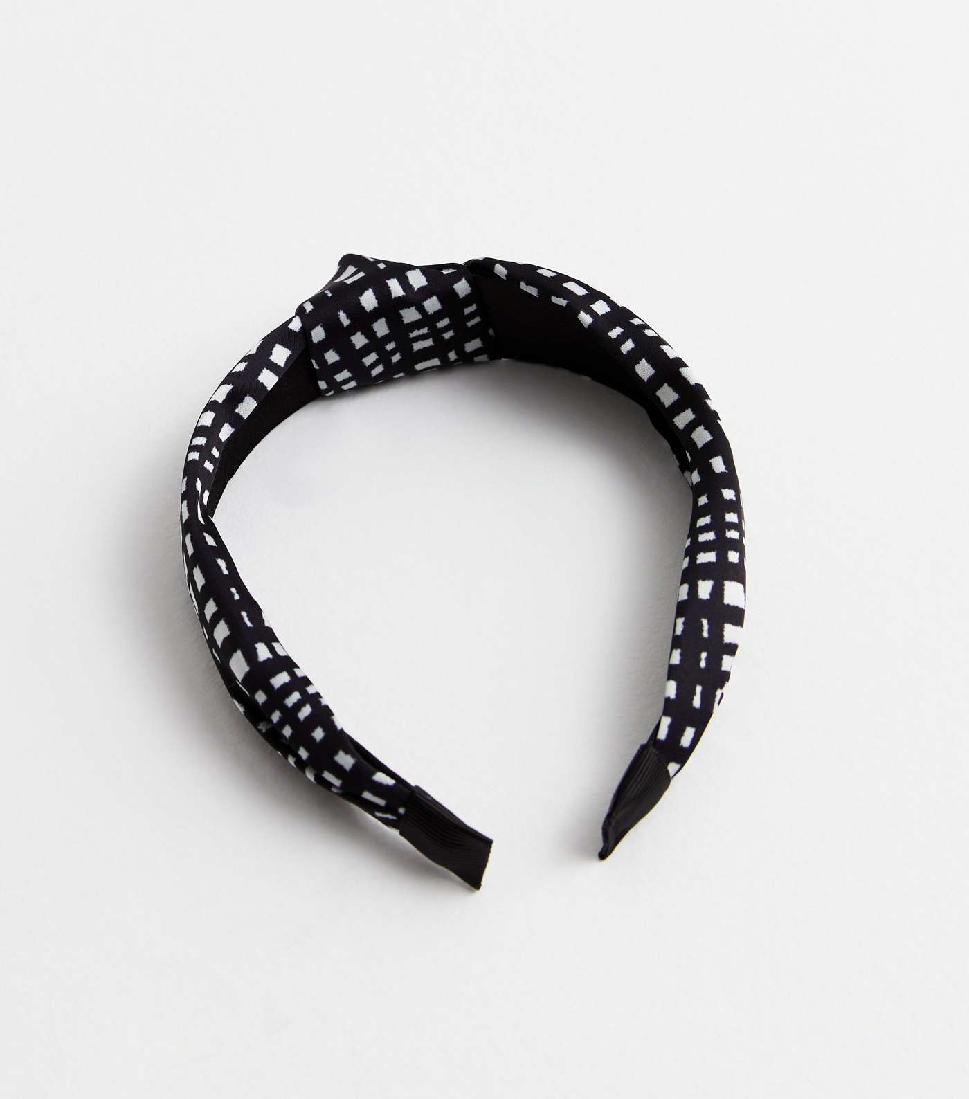 Black Check Knot Headband Image 3