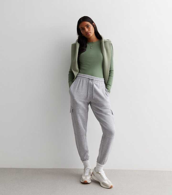 Khaki Ribbed Crew Neck Bodysuit