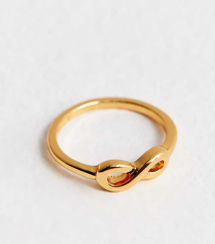 Infinit Rings Gold 18ct Gold Plated Infinity Ring | New Look