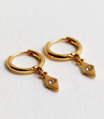 18ct Gold Plated Mystical Charm Hoop Earrings New Look