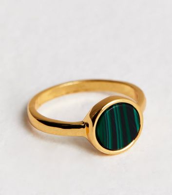 Real Gold Plate Faux Gemstone Ring New Look