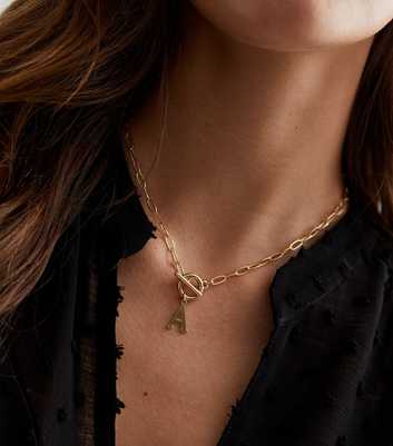  18ct Gold Plated A-Initial Chain Necklace 