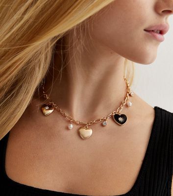 Chunky gold deals heart necklace