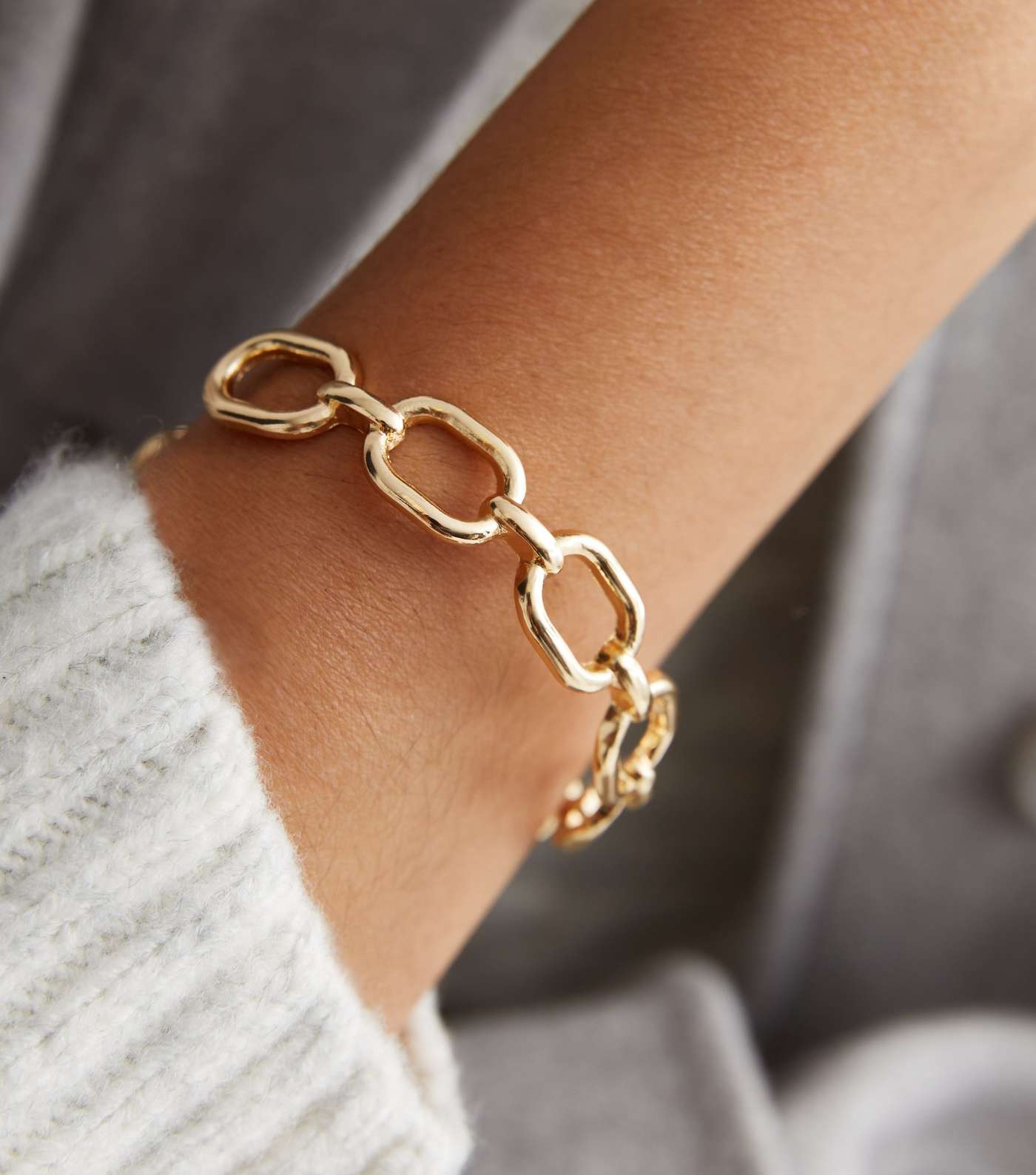 Gold Chain Link Cuff Bracelet Image 2