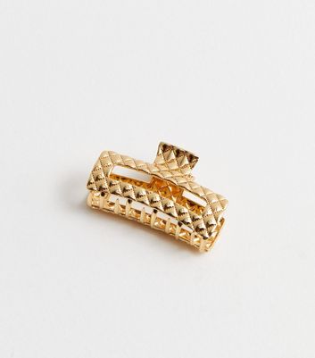 Gold Quilted Metal Hair Claw Clip New Look