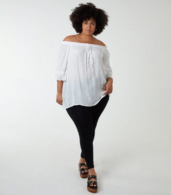 Plus size clearance white bardot top