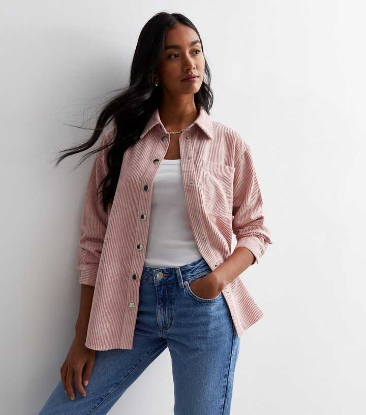 Pale Pink Cord Pocket Front Shirt