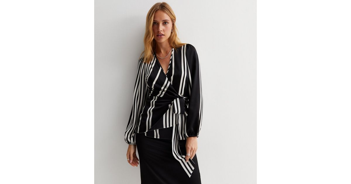 Long Sleeve Wrap Blouse