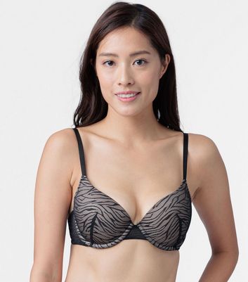 Dorina Black Zebra Print Underwired Bra New Look