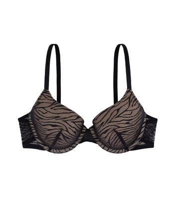 Dorina Black Zebra Print Underwired Bra New Look