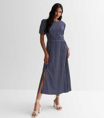 Cutie London Navy Spot Split Hem Midaxi Dress