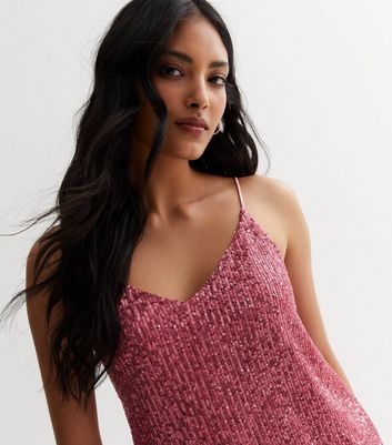 Cutie London Pink Sequin Strappy Cami New Look