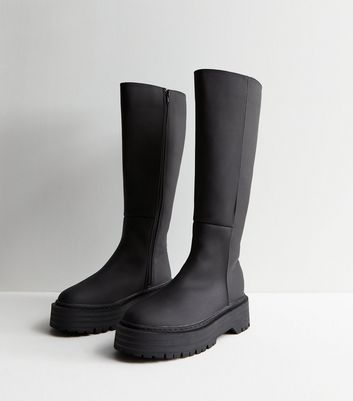 Black high hot sale platform boots