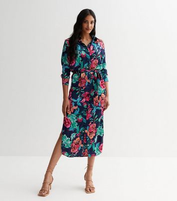 New look floral shirt dress best sale