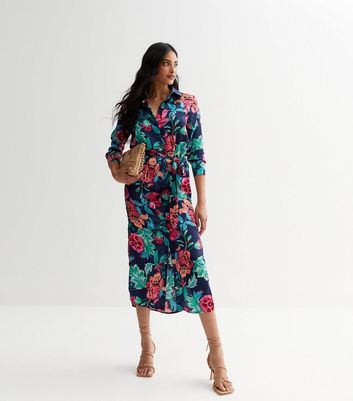 Floral satin hotsell shirt dress