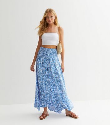 Blue Vanilla Black Floral Pleated Wide Leg Trousers  New Look