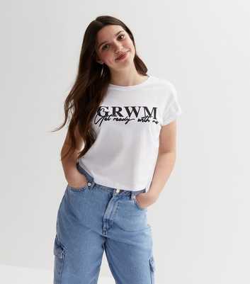 Girls White GRWM Logo T-Shirt