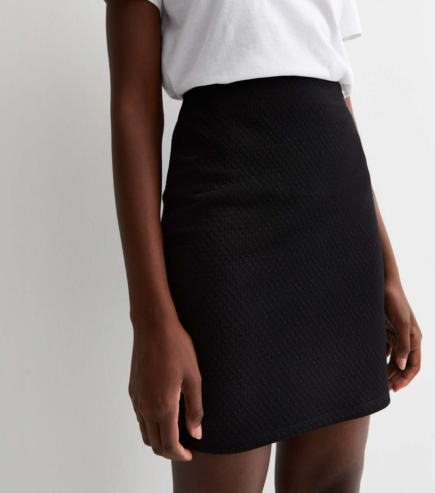 Tall Black Textured Mini Tube Skirt Image 2