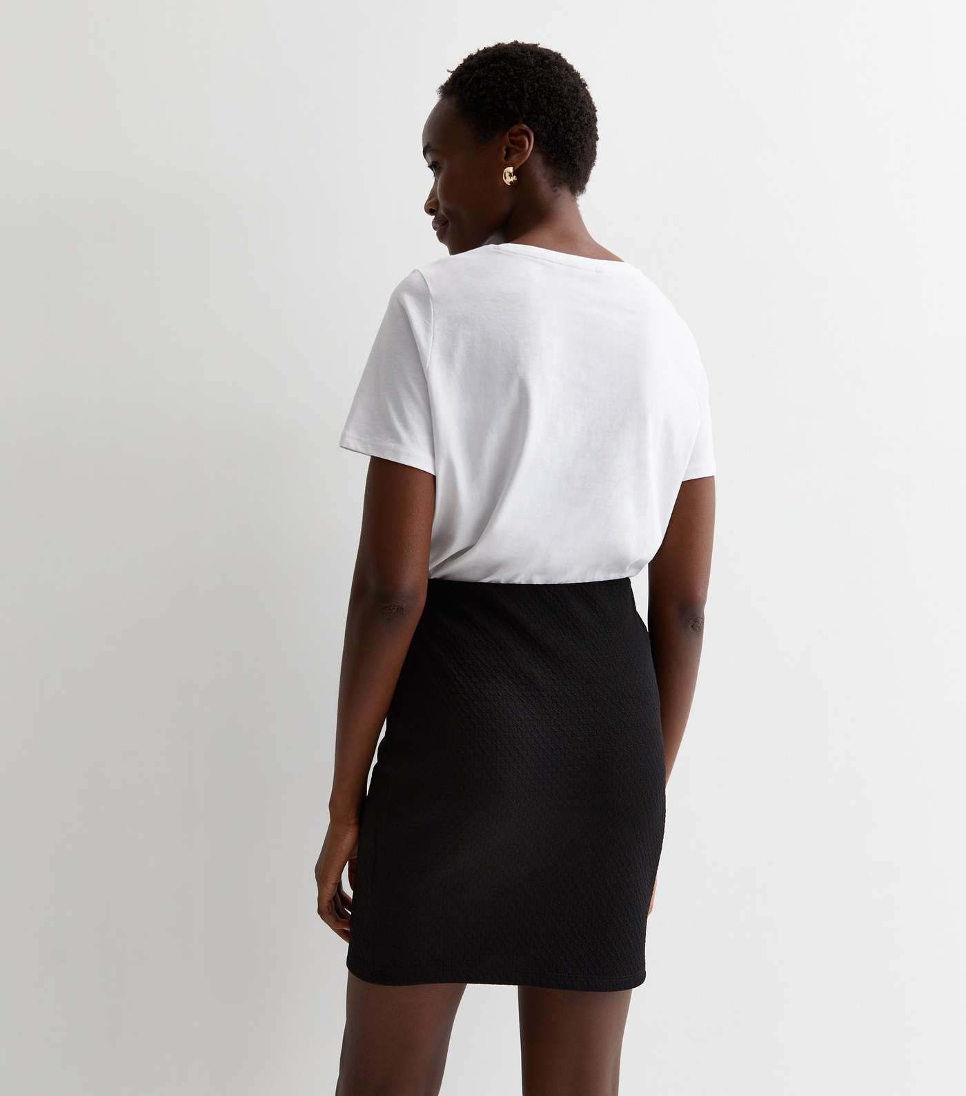Tall Black Textured Mini Tube Skirt Image 4
