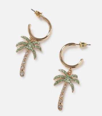 Palm tree earrings on sale gold