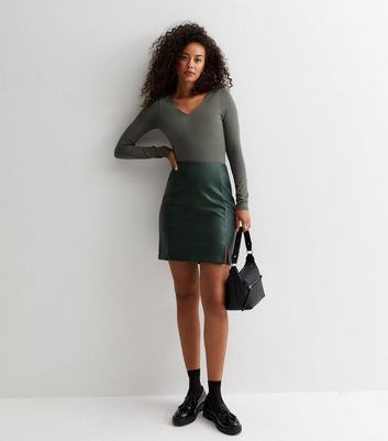 Kat Faux Leather Mini Skort • Shop American Threads Women's Trendy Online  Boutique – americanthreads