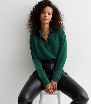 Tall Dark Green Long Sleeve Shirt New Look