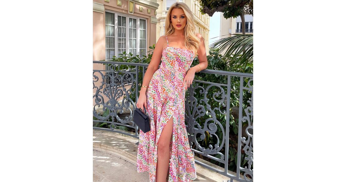 Pink Animal Print Split Dress AX Paris Multicoloured Leopard Print
