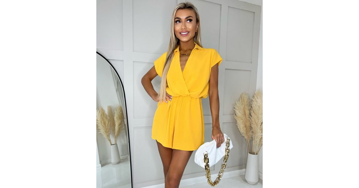 Ladies Playsuits New Look Yellow Playsuit AX Paris Yellow Collared