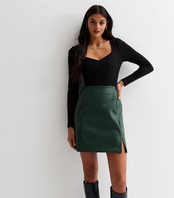 Black Faux Leather Cut Out Skirt - Tammy - KATCH ME