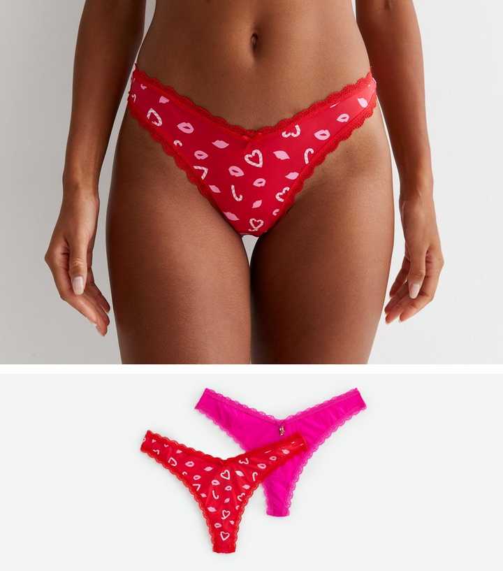 2 Pack Pink and Red Candy Cane V Front Thongs