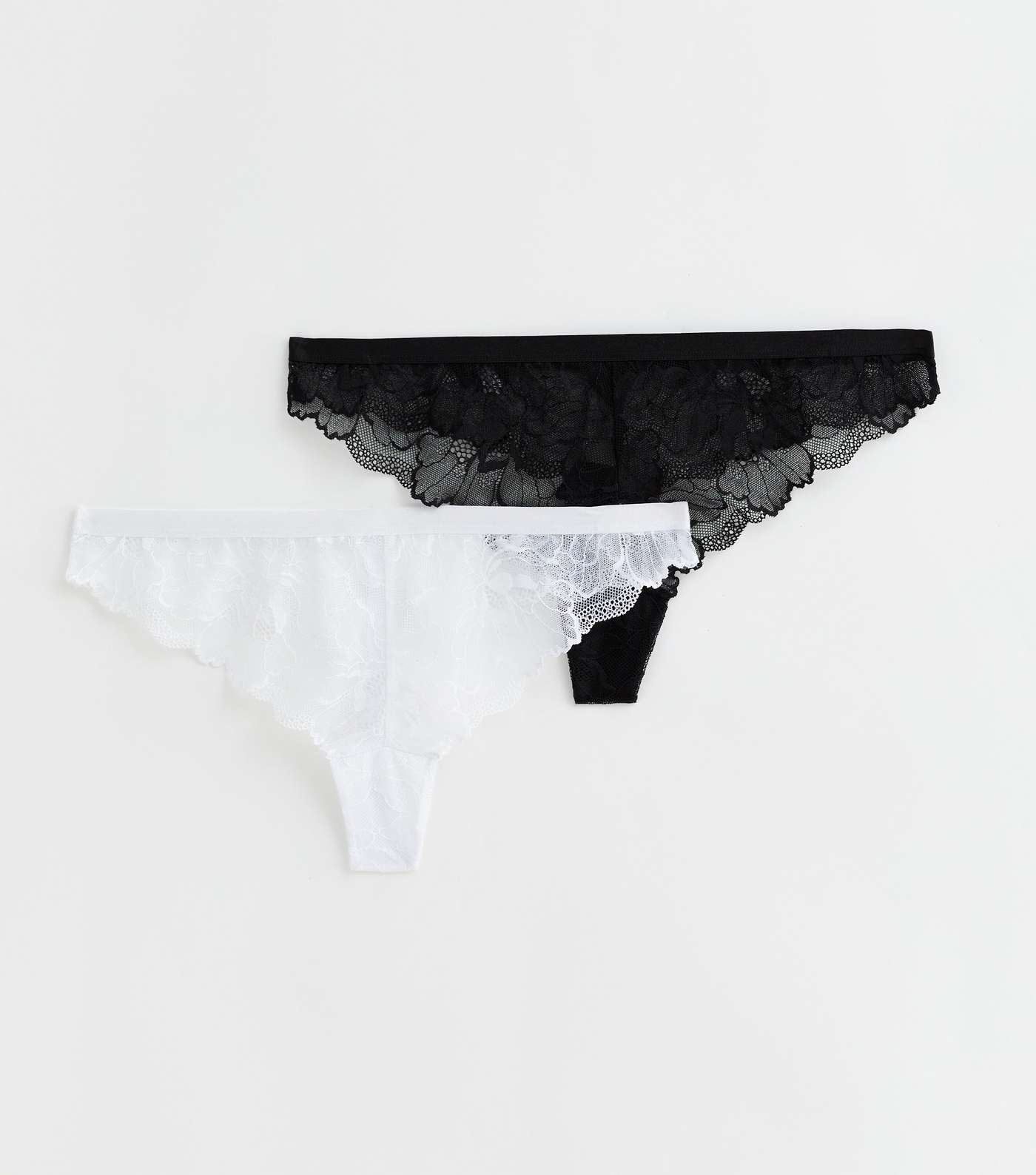 2 Pack Black and White Lace Thongs Image 5