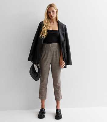 Petite Brown Heritage Check High Waist Tapered Trousers