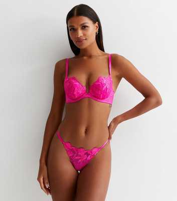 Bright Pink Sequin Embroidered Thong