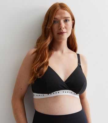 Plus Black Jersey Crop Bra, Plus Size