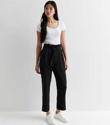 Black High Waist Paperbag Trousers