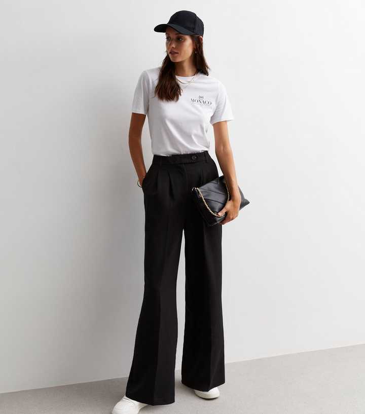 Black Wide Leg Tailored Trousers