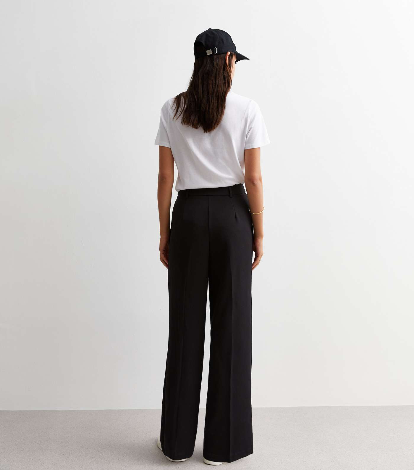 Black High Waist Tailored Wide Leg Trousers Image 4