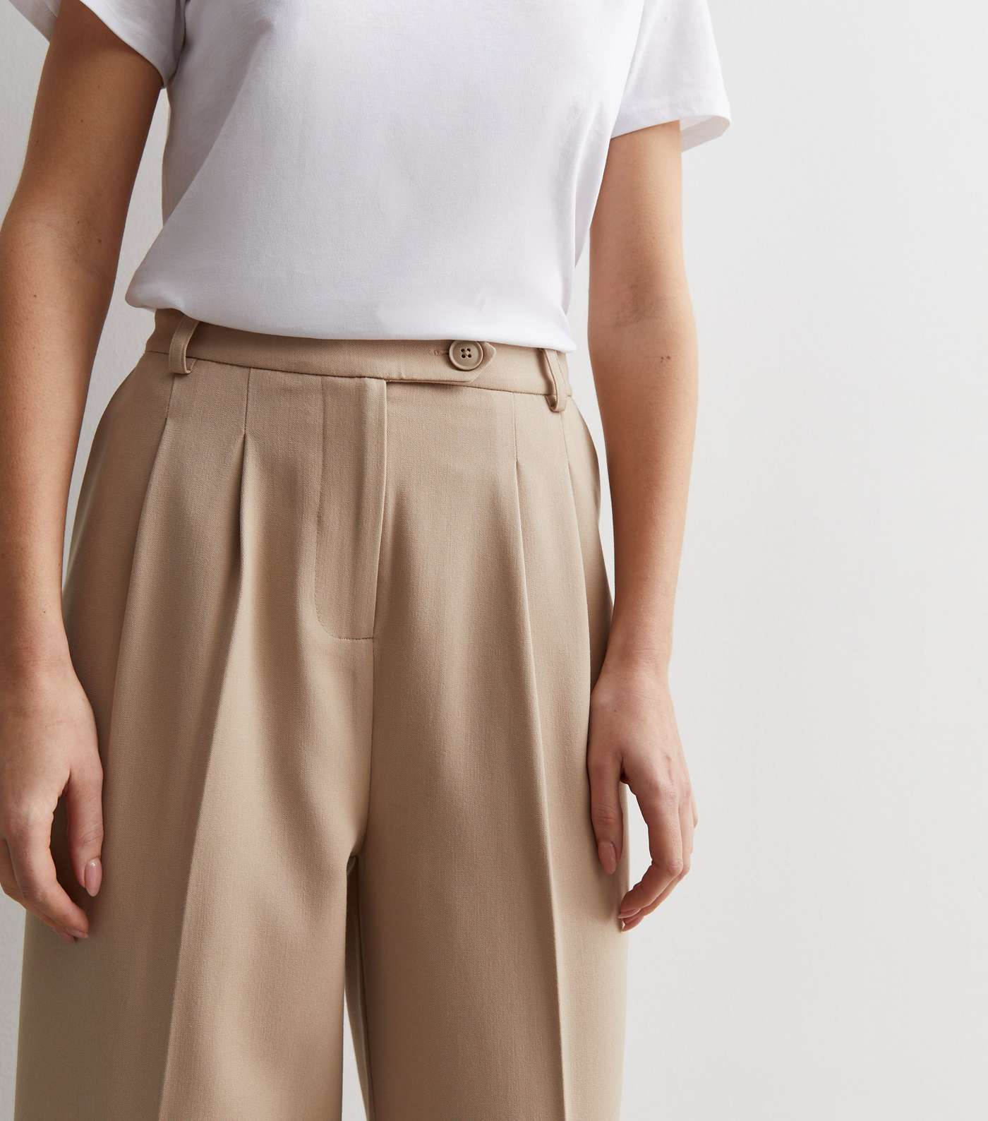 Stone High Waist Tailored Wide Leg Trousers Image 2
