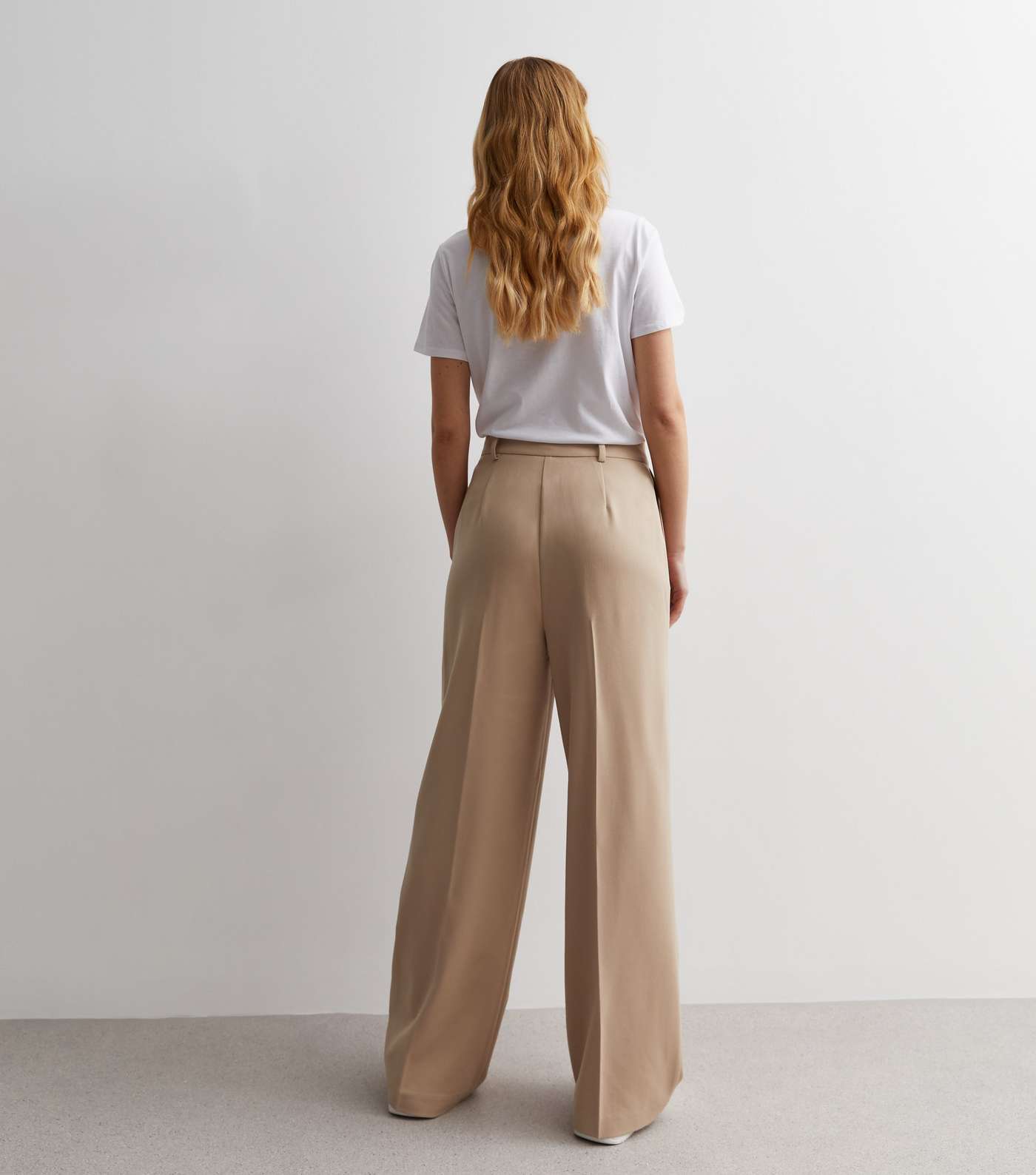 Stone High Waist Tailored Wide Leg Trousers Image 4