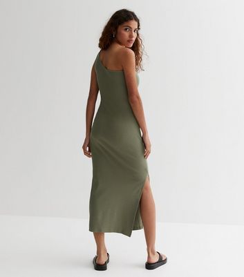 Petite Khaki One Shoulder Midaxi Dress | New Look