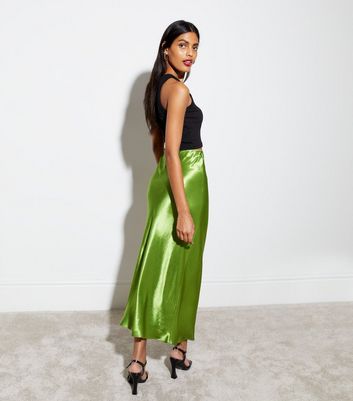 Green Satin Midaxi Skirt | New Look