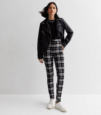 Black hot sale checkered trousers