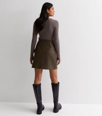 Long leather shop skirt khaki pants